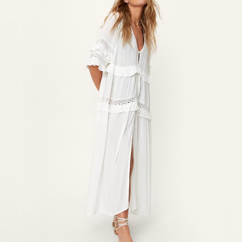 NWT Ruffle Maxi Beach Dress🥥🤍☀️👙🏝️
